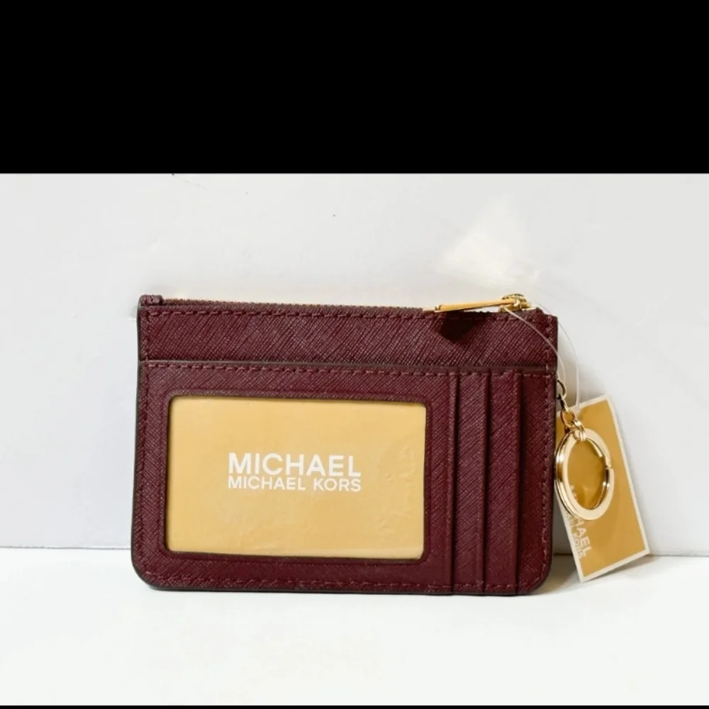 Michael Kors Set Travel Medium Burgundy maroon Dome Crossbody Bag & cardholder